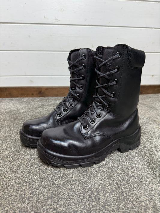 Ex Police Black Leather Boots Bata Industrials Safety Steel Toe UK 4