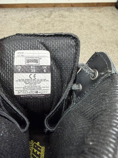Magnum Elite Shield Met Black Leather Combat Boots UK 6 Ex Police Security Work