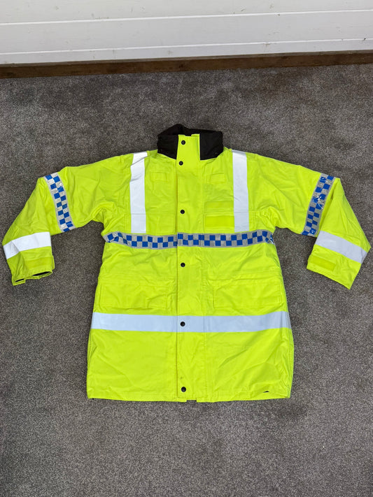 Ex Police Hi-Vis Waterproof Jacket Coat Quilted Liner Security Riding Work Jacket - Grade 1