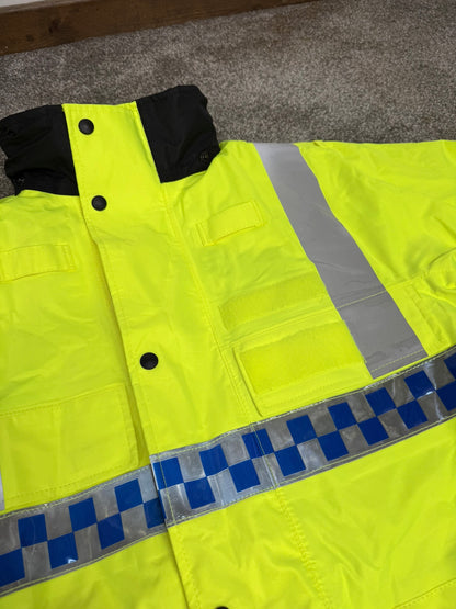 Ex Police Hi-Vis Waterproof Jacket Coat Quilted Liner Security Riding Work Jacket - Grade A