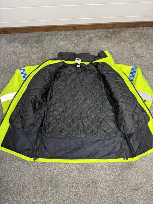 Ex Police Hi-Vis Waterproof Jacket Coat Quilted Liner Security Riding Work Jacket - Grade 1