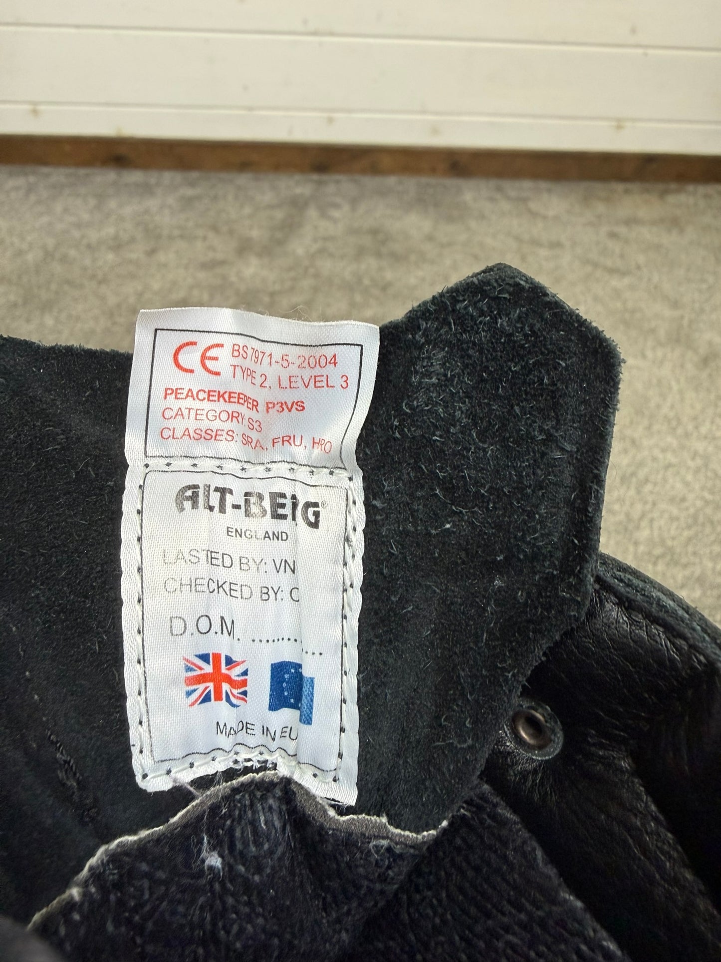 Altberg Peacekeeper P3 VS Black Leather Safety Combat Boots Size UK 6