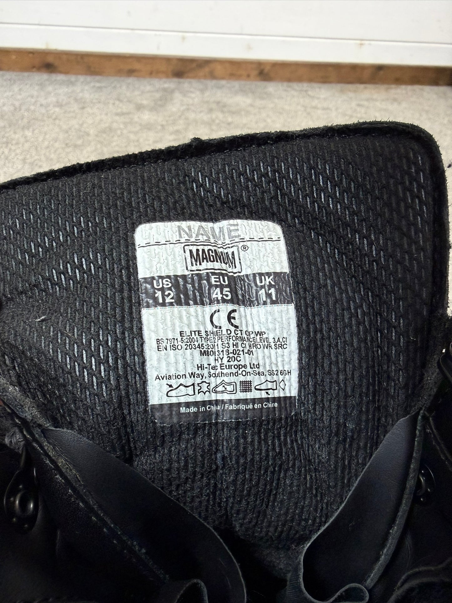 Ex Police Magnum Elite Shield Combat Boots Black Leather UK 11 Security Work