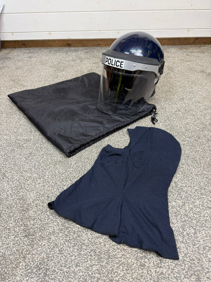 Ex Police Riot Helmet 60-61cm Fleece Bag & Hood Genuine