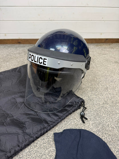 Ex Police Riot Helmet 60-61cm Fleece Bag & Hood Genuine