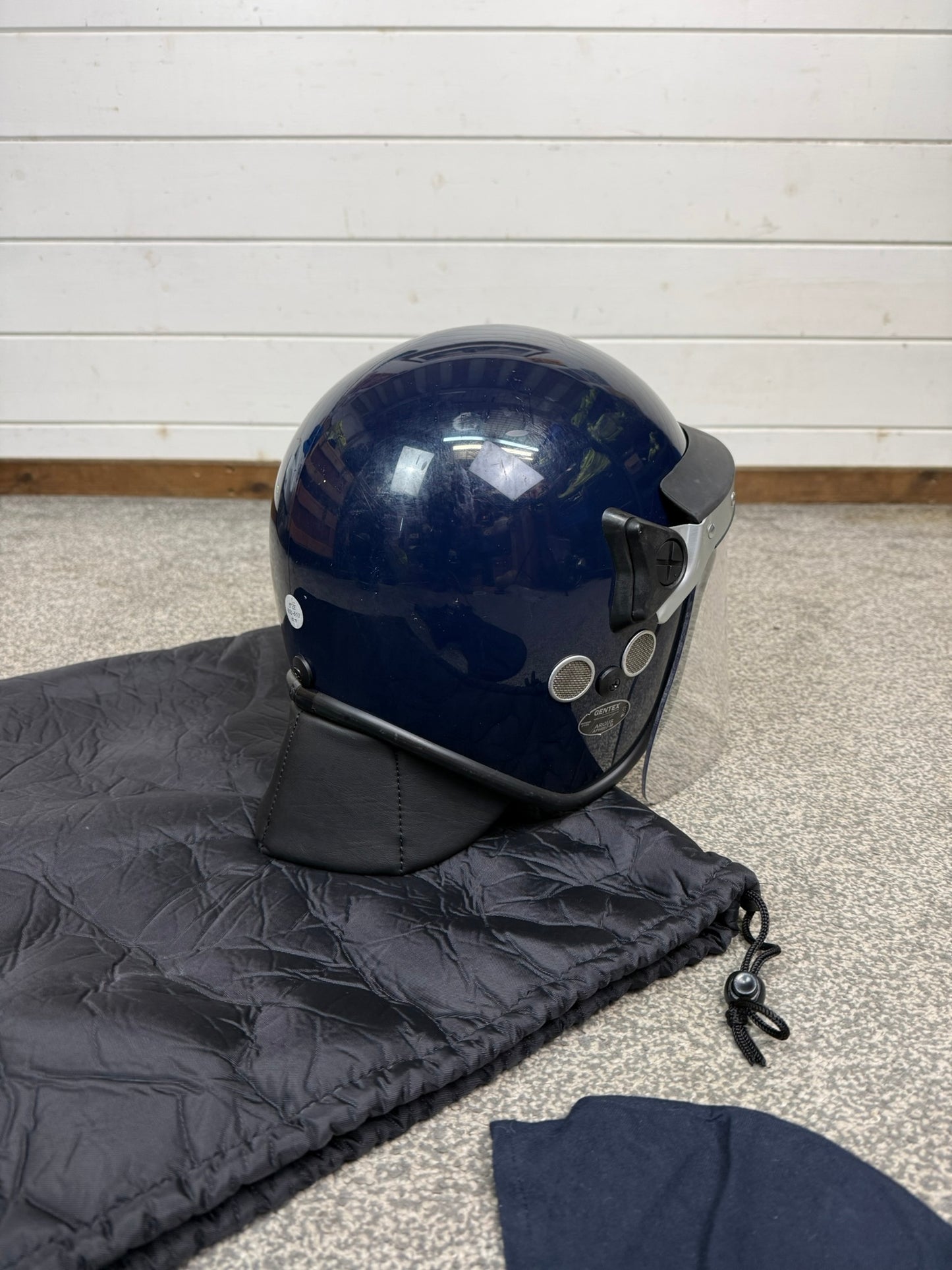 Ex Police Riot Helmet 60-61cm Fleece Bag & Hood Genuine