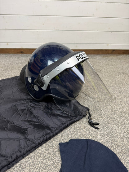 Ex Police Riot Helmet 60-61cm Fleece Bag & Hood Genuine