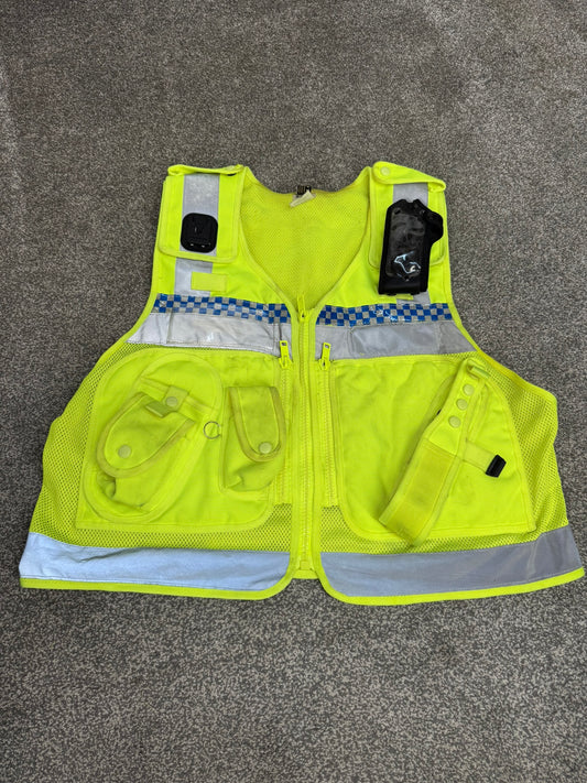Ex Police Protec Hi Vis Tac Utility Vest LRG With Radio Pouch Chequered Security