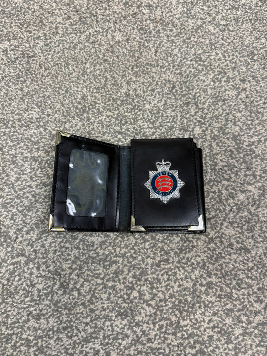 Obsolete Ex Essex Police Tri-Fold Warrant Card Leather Holder Wallet Collector Display