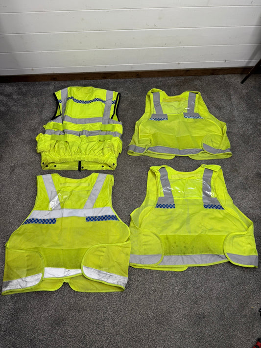 4x Ex Police Hi Vis Utility Tac Vest Job Lot Security Equipment Patrol Vests