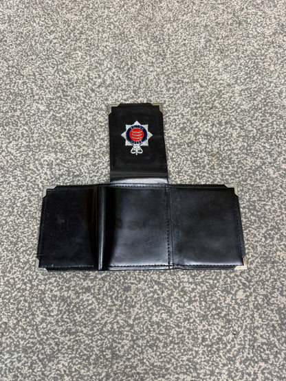 Obsolete Ex Essex Police Tri-Fold Warrant Card Leather Holder Wallet Collector Display