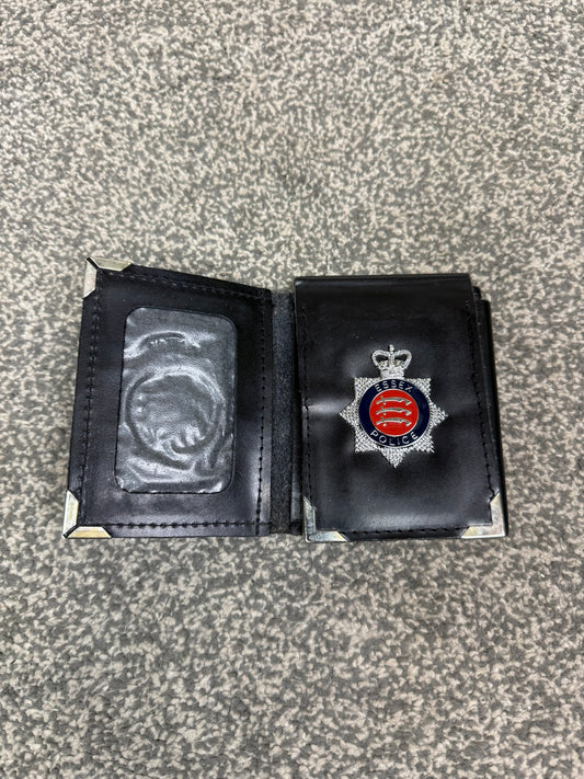 Obsolete Ex Essex Police Tri-Fold Warrant Card Leather Holder Wallet Collector Display