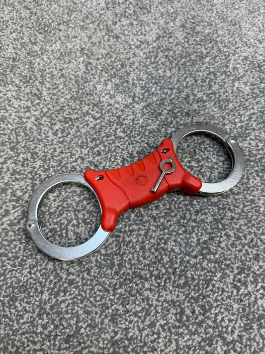 Ex Police TCH840 Red Rigid Handcuffs Cuffs & Key Security Collectable