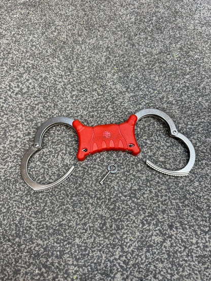 Ex Police TCH840 Red Rigid Handcuffs Cuffs & Key Security Collectable