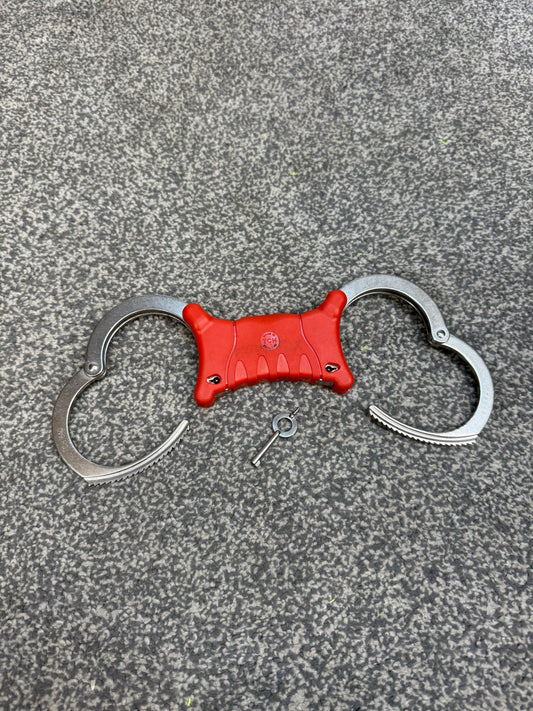 Ex Police TCH840 Red Rigid Handcuffs Cuffs & Key Security Collectable