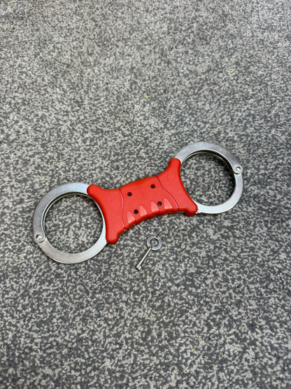 Ex Police TCH840 Red Rigid Handcuffs Cuffs & Key Security Collectable