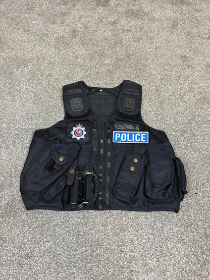 Ex Essex Police Black Arktis Tactical Utility Vest & Pouches Security Airsoft - Small