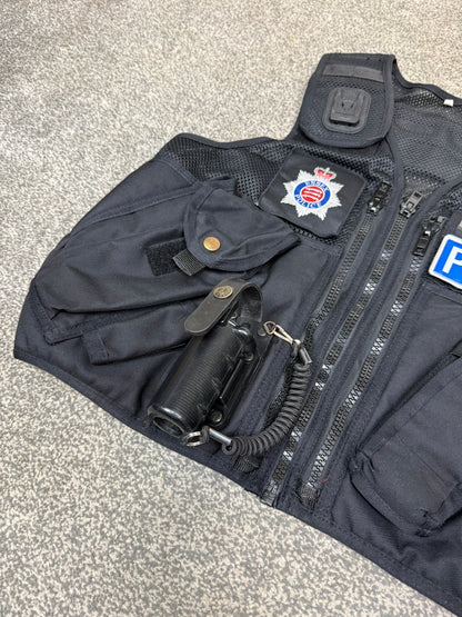 Ex Essex Police Black Arktis Tactical Utility Vest & Pouches Security Airsoft - Small
