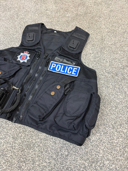 Ex Essex Police Black Arktis Tactical Utility Vest & Pouches Security Airsoft - Small
