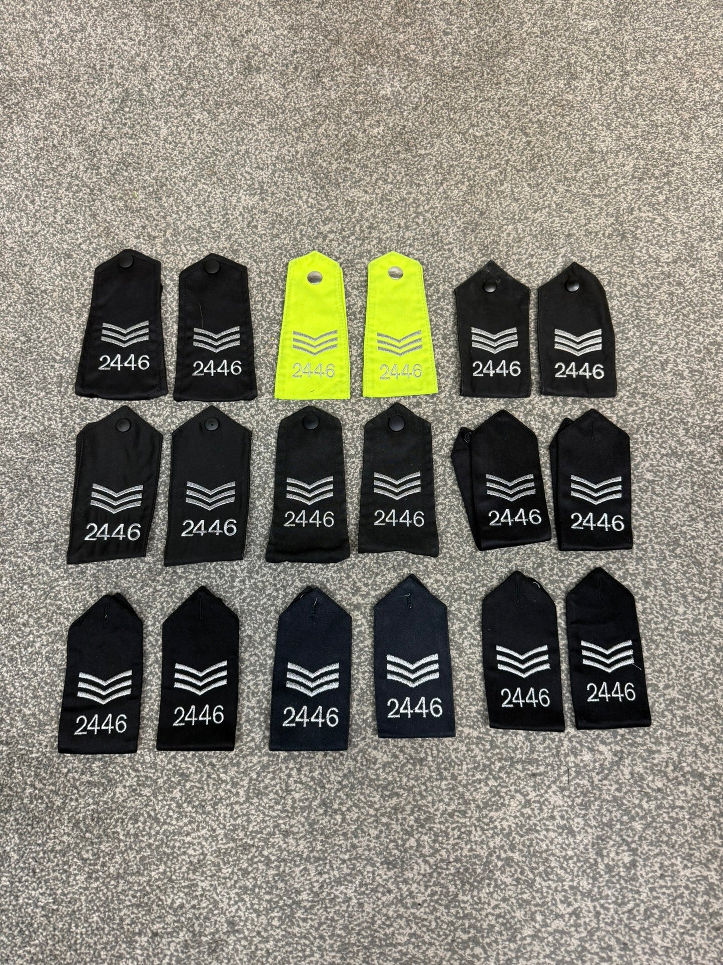 Ex Police Shoulder Epaulettes 9x Pairs Numbered 2446 Collector Uniform Display