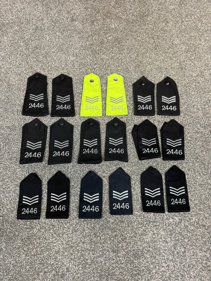 Ex Police Shoulder Epaulettes 9x Pairs Numbered 2446 Collector Uniform Display