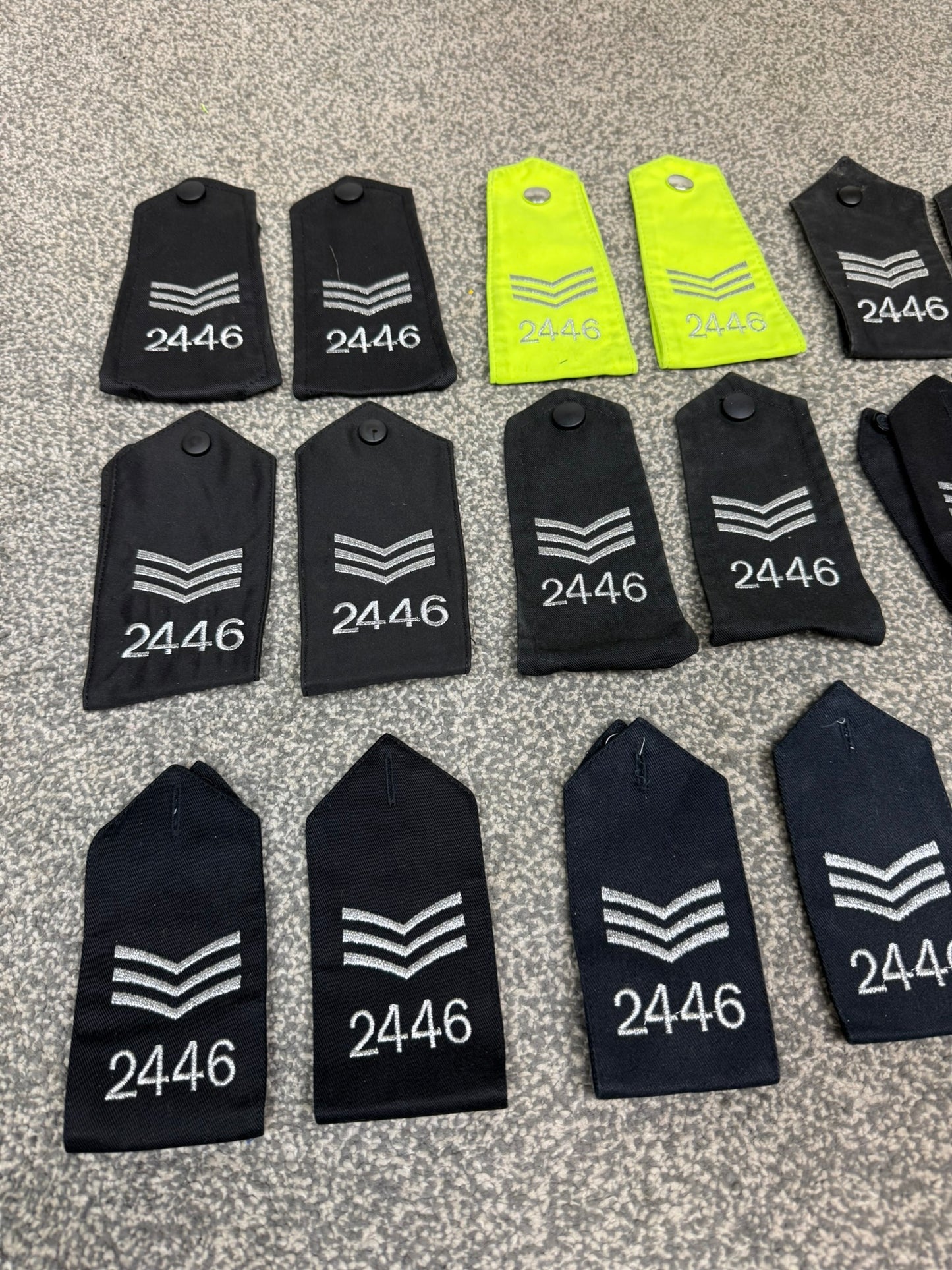 Ex Police Shoulder Epaulettes 9x Pairs Numbered 2446 Collector Uniform Display