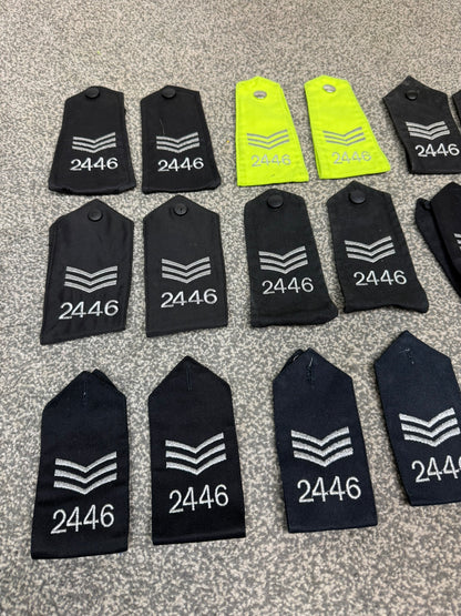 Ex Police Shoulder Epaulettes 9x Pairs Numbered 2446 Collector Uniform Display