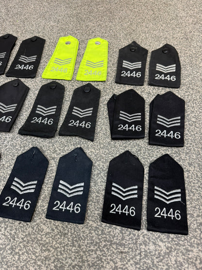 Ex Police Shoulder Epaulettes 9x Pairs Numbered 2446 Collector Uniform Display