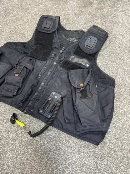 Ex Police Black Arktis Tactical Utility Vest & Pouches Security Airsoft - Large
