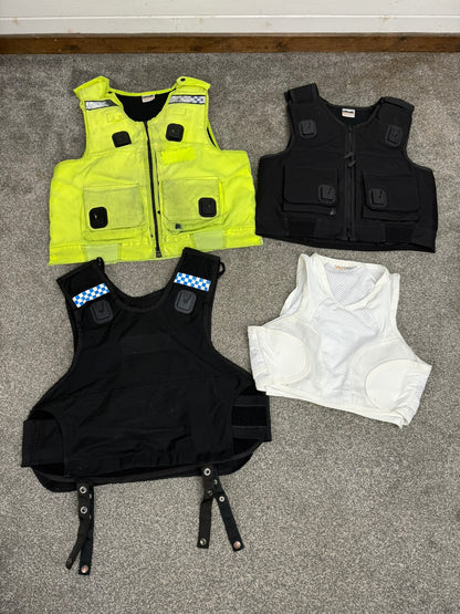 4x Ex Police Body Armour Cover Vest Job Lot Overt & Covert Security Film TV