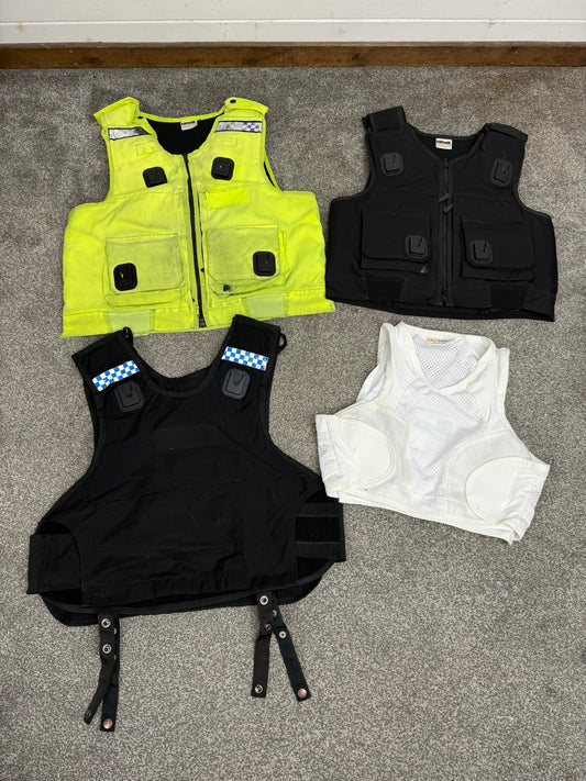 4x Ex Police Body Armour Cover Vest Job Lot Overt & Covert Security Film TV