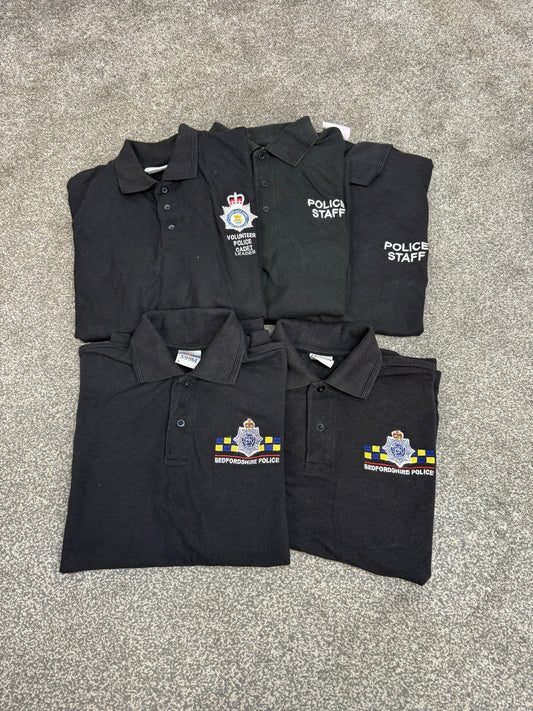 5x Ex Police Embroidered Polo Shirts Job Lot Collector Film TV Uniform