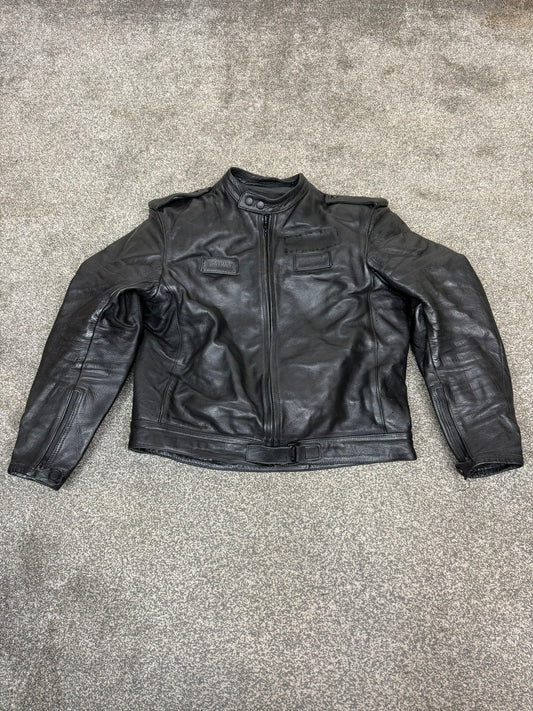 Ex Police Hideout Men's Motorcycle Leather Jacket Motorbike Biker