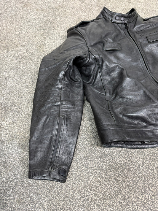 Ex Police Hideout Men's Motorcycle Leather Jacket Motorbike Biker