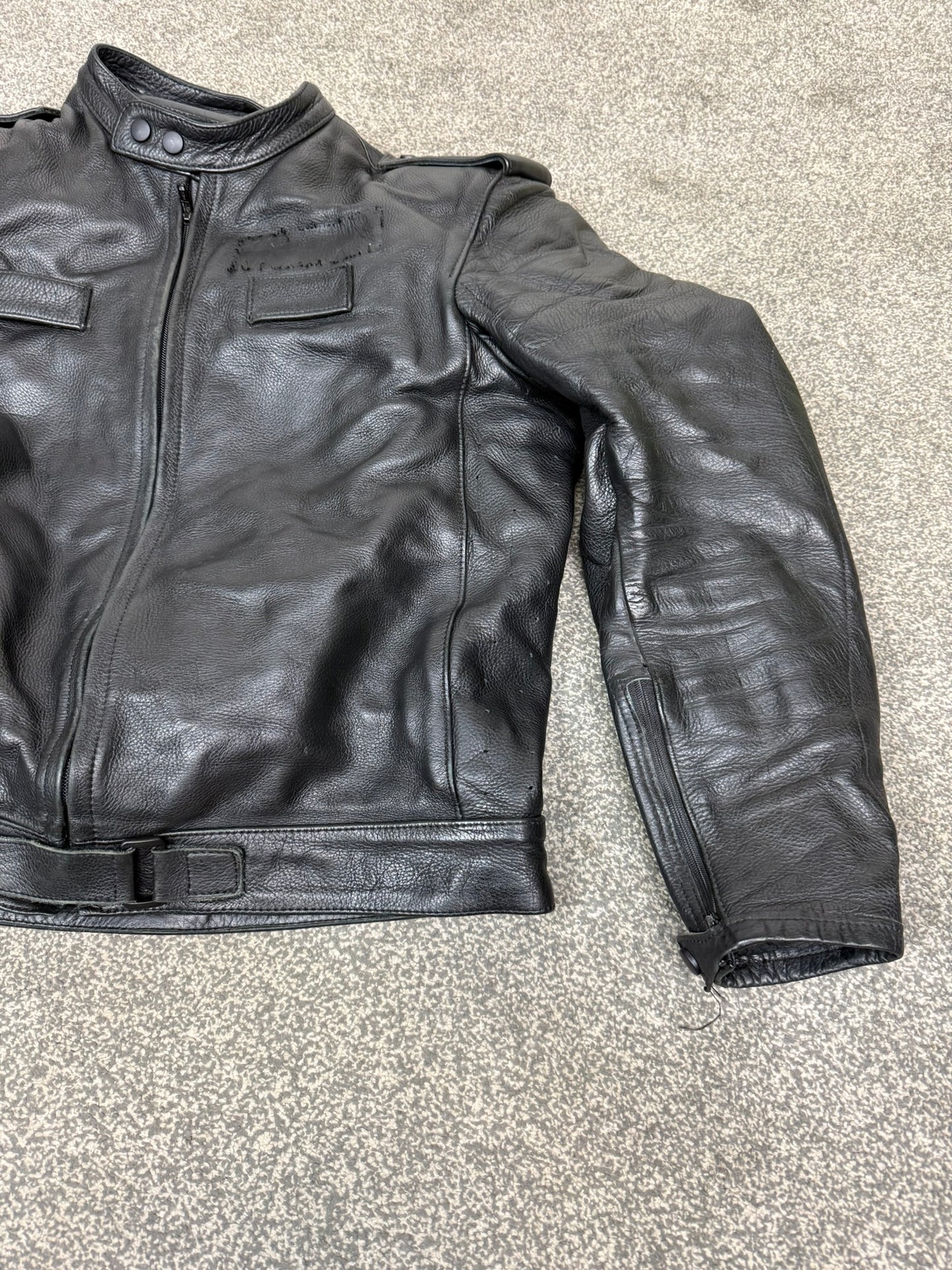 Ex Police Hideout Men's Motorcycle Leather Jacket Motorbike Biker