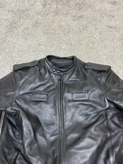 Ex Police Hideout Men's Motorcycle Leather Jacket Motorbike Biker