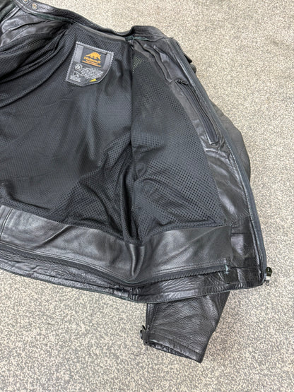 Ex Police Hideout Men's Motorcycle Leather Jacket Motorbike Biker