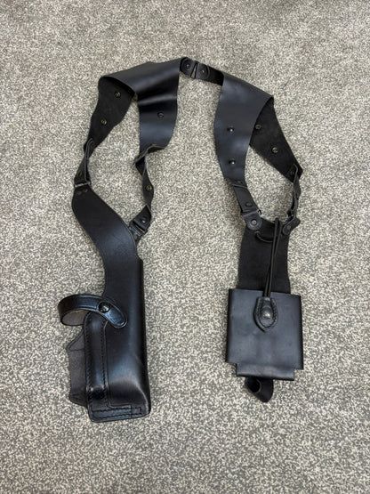 Ex Police Leather Shoulder Holster With Radio Pouch Covert Security