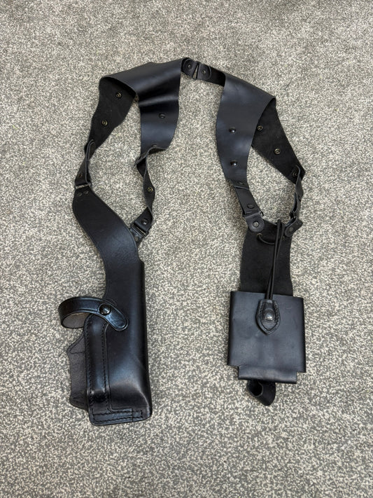 Ex Police Leather Shoulder Holster With Radio Pouch Covert Security
