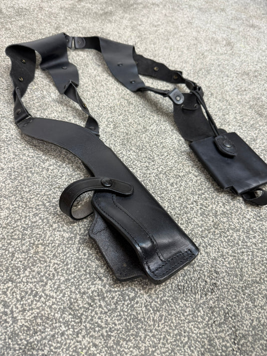 Ex Police Leather Shoulder Holster With Radio Pouch Covert Security