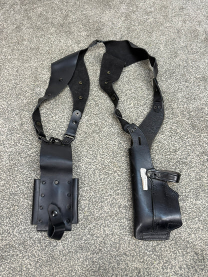 Ex Police Leather Shoulder Holster With Radio Pouch Covert Security
