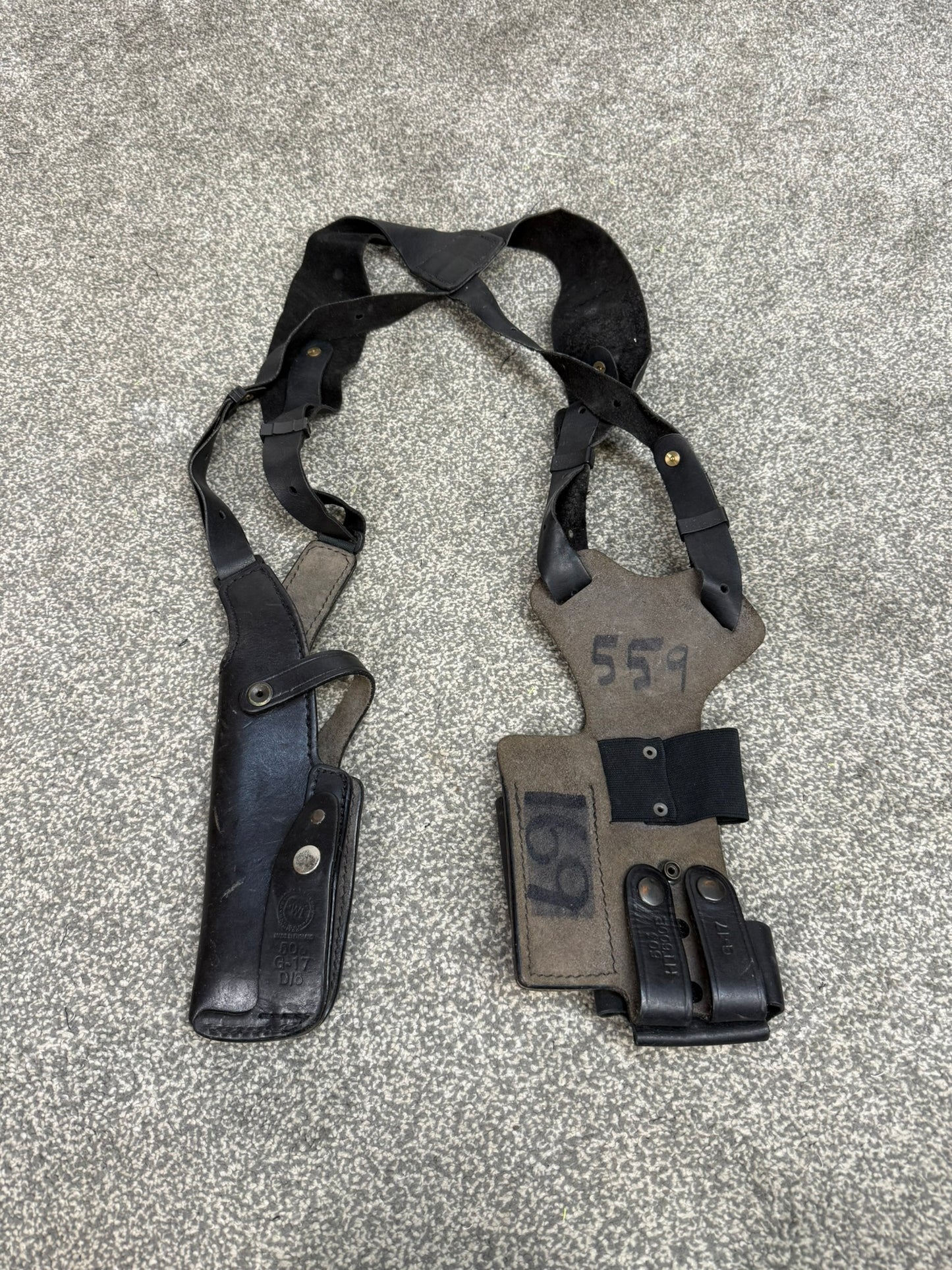 Ex Police PWL Leather Shoulder Holster Glock 17 With Radio & Mag Pouch Covert Security