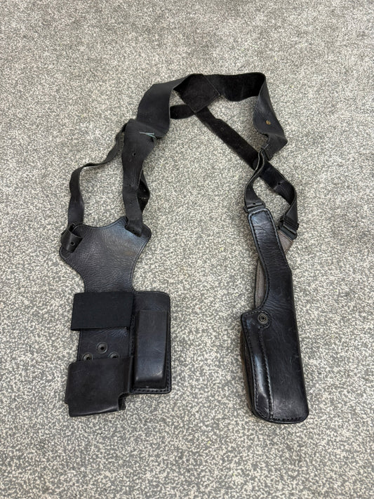 Ex Police PWL Leather Shoulder Holster Glock 17 With Radio & Mag Pouch Covert Security G2