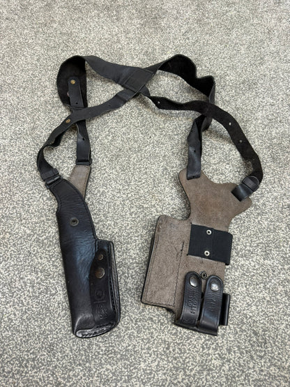 Ex Police PWL Leather Shoulder Holster Glock 17 With Radio & Mag Pouch Covert Security G2