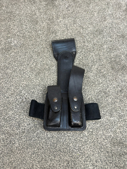 Ex Police Leather Double Mag Pouch Drop Leg Belt Attachment