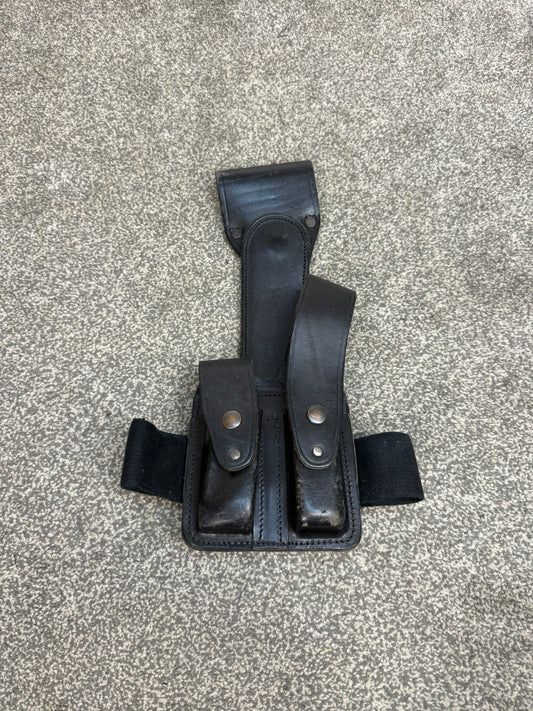 Ex Police Leather Double Mag Pouch Drop Leg Belt Attachment