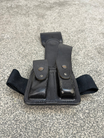 Ex Police Leather Double Mag Pouch Drop Leg Belt Attachment