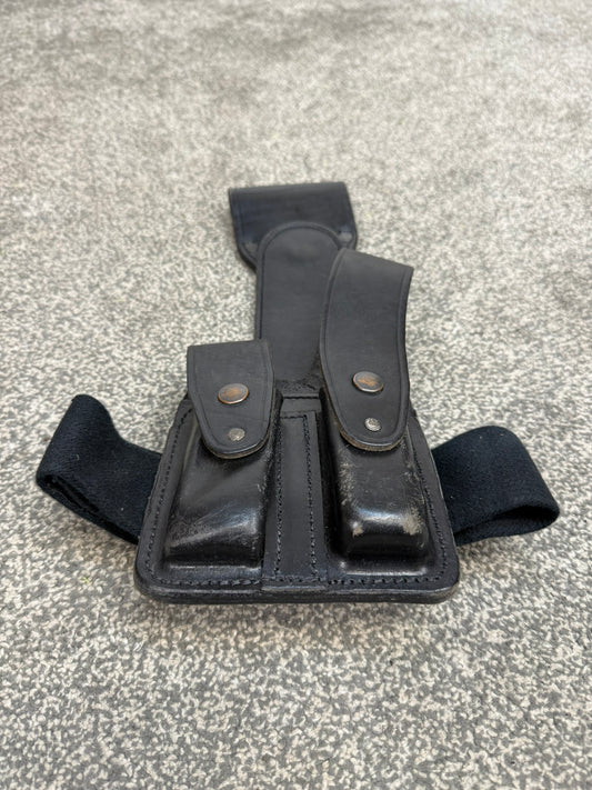 Ex Police Leather Double Mag Pouch Drop Leg Belt Attachment