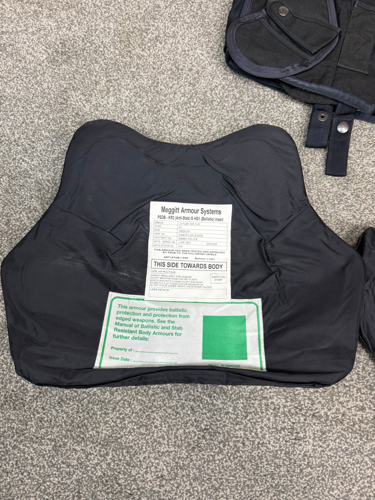 Ex Police Meggitt Female Body Armour Vest & Bag Anti Stab & Ballistic HG1A / KR2 Security