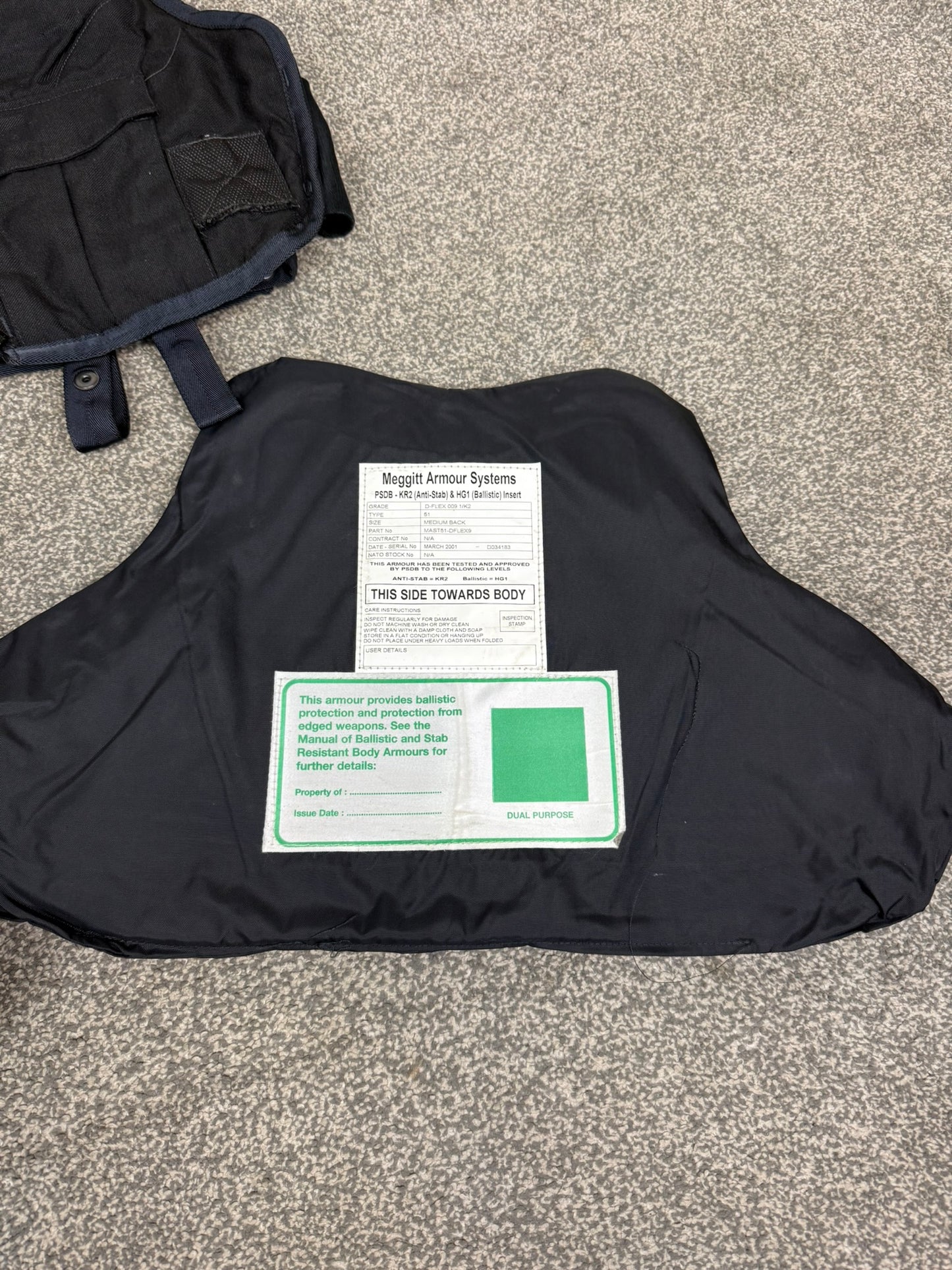 Ex Police Meggitt Female Body Armour Vest & Bag Anti Stab & Ballistic HG1A / KR2 Security
